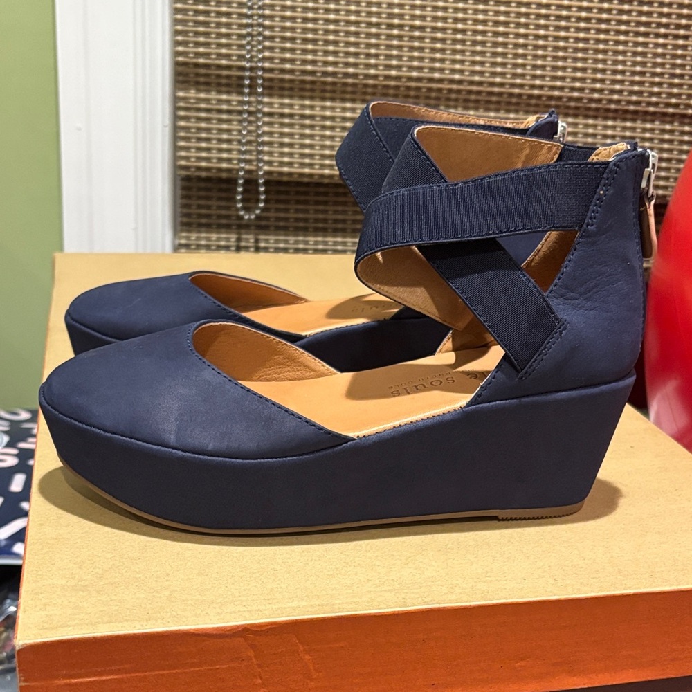 Gentle Souls Navy Wedge Shoes